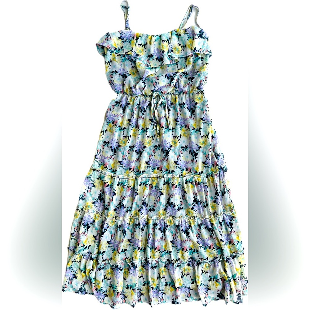 Floral midi chiffon dress